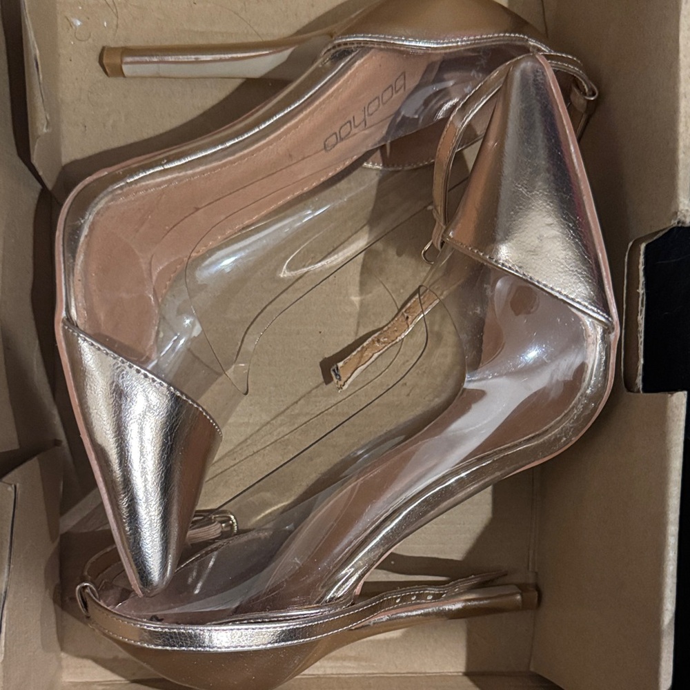 Boohoo Metallic Gold Heels
